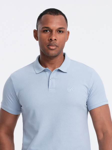 Ombre Clothing Svetlomodré pánske základné polo tričko Ombre Clothing