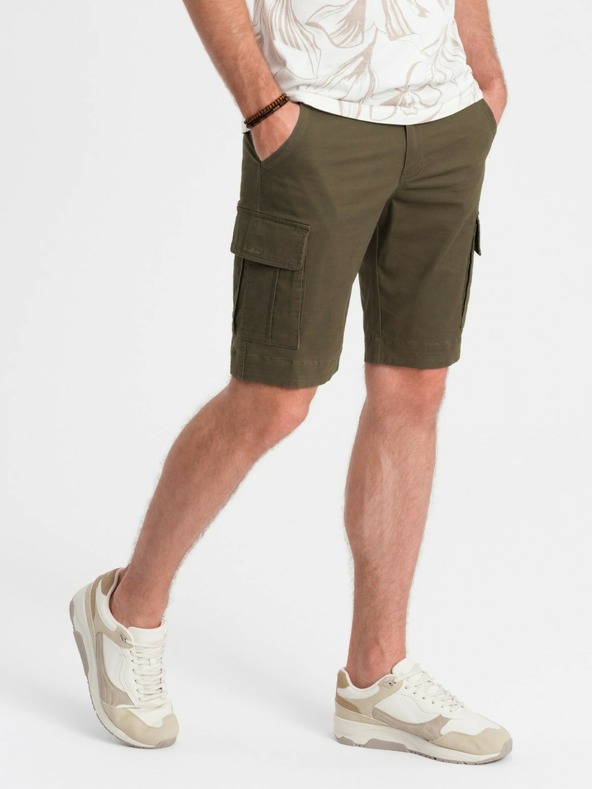 Ombre Clothing |Zelené pánske cargo šortky Ombre Clothing