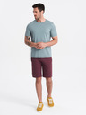 Ombre Clothing Vínové pánske základné teplákové šortky Ombre Oblečenie
