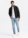 Ombre Clothing Čierna pánska bunda s vysokým golierom a flísovým vnútrom Ombre Clothing