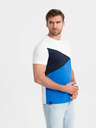 Ombre Clothing Bielo-modré pánske bavlnené tričko Ombre Clothing