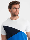 Ombre Clothing Bielo-modré pánske bavlnené tričko Ombre Clothing