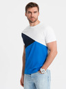 Ombre Clothing Bielo-modré pánske bavlnené tričko Ombre Clothing