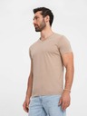 Ombre Clothing Šedé pánske bavlnené tričko s výstrihom Ombre Clothing