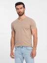 Ombre Clothing Šedé pánske bavlnené tričko s výstrihom Ombre Clothing