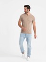 Ombre Clothing Šedé pánske bavlnené tričko s výstrihom Ombre Clothing