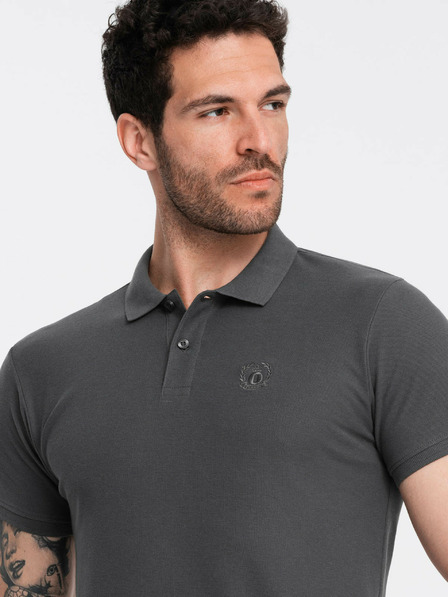 Ombre Clothing Šedé pánske základné polo tričko Ombre Clothing