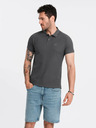 Ombre Clothing Šedé pánske základné polo tričko Ombre Clothing