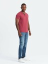Ombre Clothing Červené pánske tričko s okrúhlym výstrihom Ombre Oblečenie