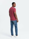 Ombre Clothing Červené pánske tričko s okrúhlym výstrihom Ombre Oblečenie