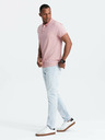 Ombre Clothing Melange pánske polo tričko s pruhovaným golierom Ombre Clothing