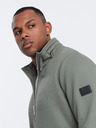 Ombre Clothing Khaki pánska bunda s vysokým golierom a flísovým vnútrom Ombre Clothing