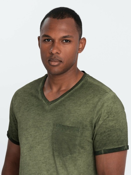 Ombre Clothing Zelená pánska pruhovaná košeľa Ombre Clothing