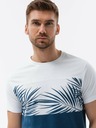 Ombre Clothing Bielo-modré pánske tričko s potlačou Ombre Clothing