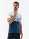 Ombre Clothing Bielo-modré pánske tričko s potlačou Ombre Clothing