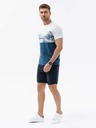 Ombre Clothing Bielo-modré pánske tričko s potlačou Ombre Clothing