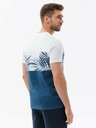 Ombre Clothing Bielo-modré pánske tričko s potlačou Ombre Clothing