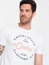 Ombre Clothing Biele pánske tričko s potlačou Ombre Clothing
