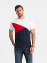 Ombre Clothing Červeno-biele pánske bavlnené tričko Ombre Clothing