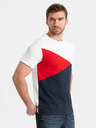 Ombre Clothing Červeno-biele pánske bavlnené tričko Ombre Clothing
