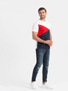 Ombre Clothing Červeno-biele pánske bavlnené tričko Ombre Clothing