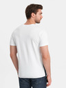 Ombre Clothing Červeno-biele pánske bavlnené tričko Ombre Clothing