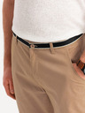 Ombre Clothing Béžové pánske chino nohavice s ozdobným opaskom Ombre Clothing