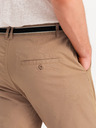 Ombre Clothing Béžové pánske chino nohavice s ozdobným opaskom Ombre Clothing