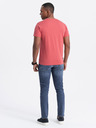 Ombre Clothing Koralové pánske základné tričko Ombre Clothing