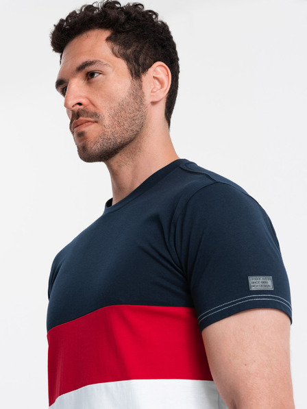 Ombre Clothing Bielo-modré pánske tričko Ombre Clothing
