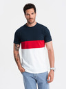 Ombre Clothing Bielo-modré pánske tričko Ombre Clothing