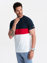 Ombre Clothing Bielo-modré pánske tričko Ombre Clothing