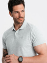 Ombre Clothing Svetlošedá pánska základná polokošeľa Ombre Oblečenie