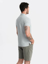 Ombre Clothing Svetlošedá pánska základná polokošeľa Ombre Oblečenie