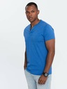Ombre Clothing Modré pánske tričko s okrúhlym výstrihom Ombre Oblečenie