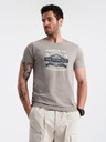 Ombre Clothing Šedé pánske tričko s potlačou San Francisco Ombre Oblečenie
