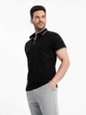 Ombre Clothing Čierne pánske polo tričko bez gombíkov Ombre Clothing
