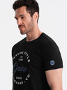 Ombre Clothing Čierne pánske tričko s potlačou Ombre Clothing