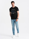 Ombre Clothing Čierne pánske tričko s potlačou Ombre Clothing