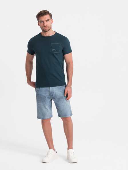 Ombre Clothing Svetlomodré pánske džínsové šortky Ombre Clothing