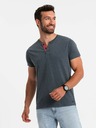 Ombre Clothing Modré pánske tričko s okrúhlym výstrihom Ombre Oblečenie