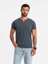 Ombre Clothing Modré pánske tričko s okrúhlym výstrihom Ombre Oblečenie