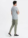 Ombre Clothing Šedé pánske bavlnené základné tričko s výstrihom Ombre Clothing