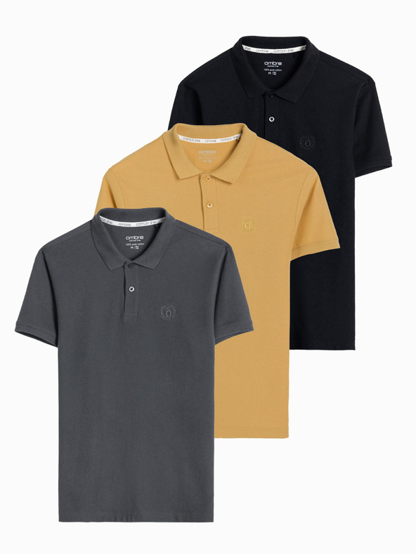 Ombre Clothing Pánske pletené polokošele pique, 3 balenia Ombre Clothing
