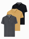Ombre Clothing Pánske pletené polokošele pique, 3 balenia Ombre Clothing