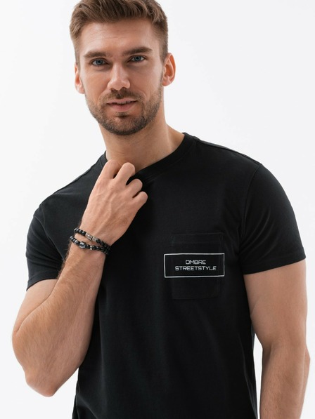 Ombre Clothing Pánske bavlnené tričko s potlačou Ombre Pocket Ombre Streetstyle Ombre oblečenie