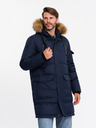 Ombre Clothing Pánska dlhá bunda parka s kapucňou Ombre Clothing