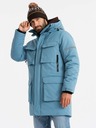 Ombre Clothing Pánska zateplená dlhá bunda Ombre Oblečenie
