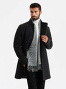 Ombre Clothing Pánska obojstranná károvaná šatka so strapcami čierna a biela Ombre Oblečenie