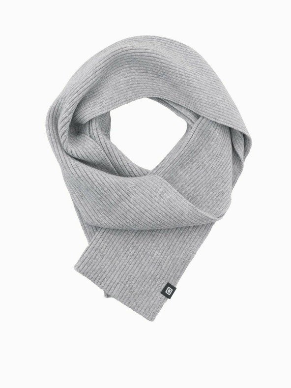 Ombre Clothing Pánska jednofarebná pletená rebrovaná šatka sivá Ombre Clothing